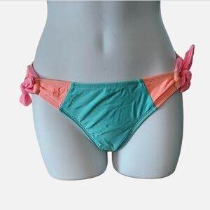 NWT The Bikini Lab Pink, Peach And Green Bikini Bottom Size Medium